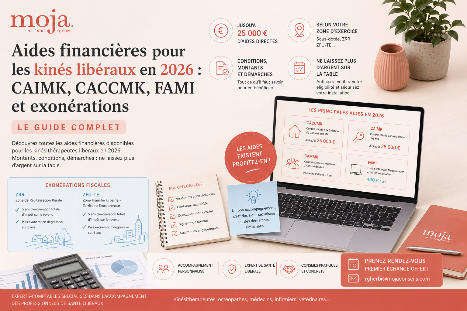 Aides financières pour les kinés libéraux en 2026 : CAIMK, CACCMK, FAMI et exonérations ? Le guide complet